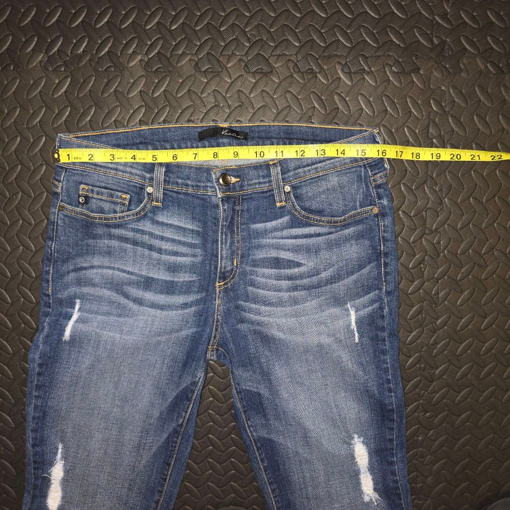Women's KanCan Juniors 7 Blue Distressed Ankle Cropped Jeans - Picture 5 of 6